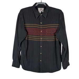Territory Ahead Shirt Mens M Aztec Chest Stripe Southwest Long Sleeve Button Up